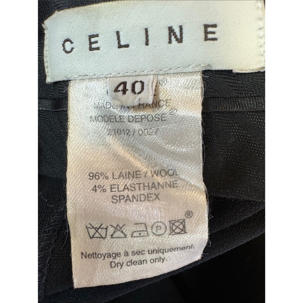 CELINE Wool Blend Straight Leg Tailored Trousers Black EU 40 - Picture 6 of 7